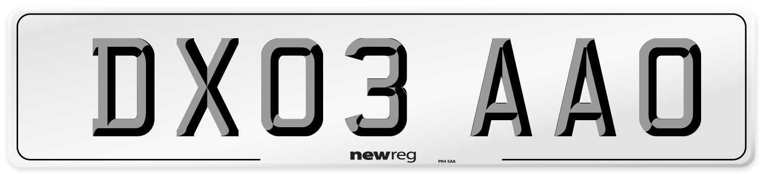 DX03 AAO Number Plate from New Reg